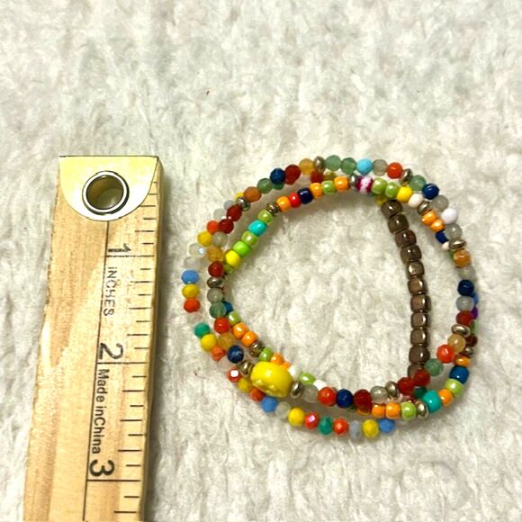 Lot of 3 Multicolored Small Beads Elastic Bracelet - Picture 5 of 5